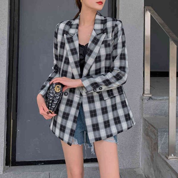 suits gola notched pockets elegant office blazers sleeve long suit jacket spring single button female chess blazer, White;black
suits gola notched pockets elegant office blazers sleeve long suit jacket spring single button female chess blazer, White;black
