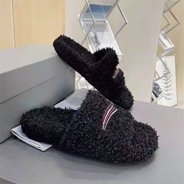 women fur slippers females woolen fleece solid slip on slides ladies brand designer warm casual comfort indoor shoes 211020, Black 
women fur slippers females woolen fleece solid slip on slides ladies brand designer warm casual comfort indoor shoes 211020, Black