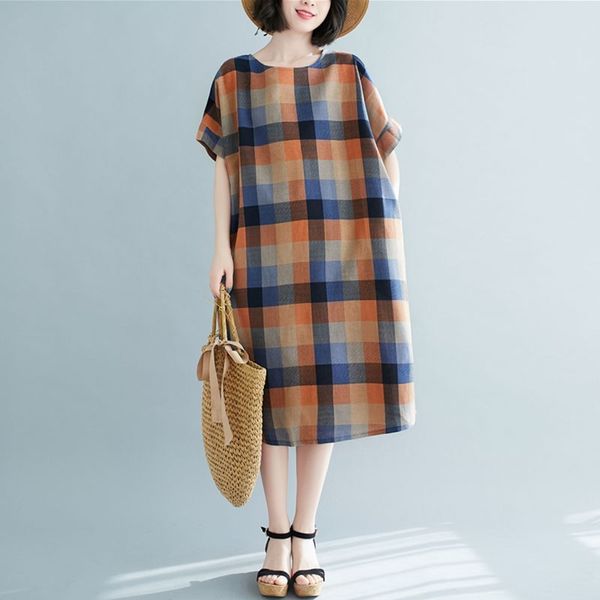 women cotton linen casual dress new arrival summer y style vintage plaid loose comfortable female long dresses s3787 210412, Black;gray
women cotton linen casual dress new arrival summer y style vintage plaid loose comfortable female long dresses s3787 210412, Black;gray