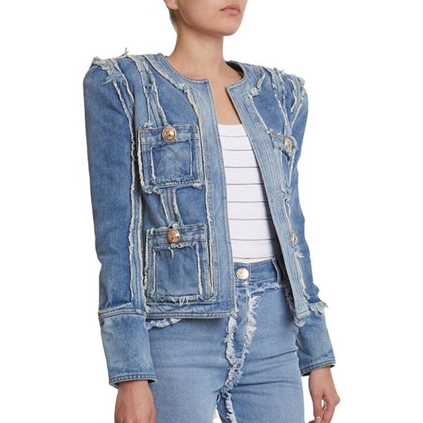 women's jackets fashion 2021 stylish designer jacket women's metal lion buttons fringed denim, Black;brown
women's jackets fashion 2021 stylish designer jacket women's metal lion buttons fringed denim, Black;brown