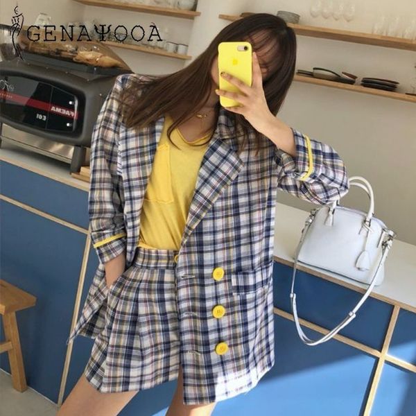 genayooa plaid suit for two piece outfits short femme taille haute women autumn coat and jackets 210417, White
genayooa plaid suit for two piece outfits short femme taille haute women autumn coat and jackets 210417, White