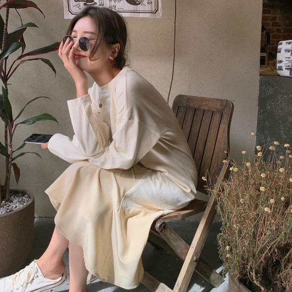 casual dresses 2021 women autumn full sleeve elegant loose long tshirt dress patchwork round collar pullover midi t shirt mermaid, Black;gray
casual dresses 2021 women autumn full sleeve elegant loose long tshirt dress patchwork round collar pullover midi t shirt mermaid, Black;gray
