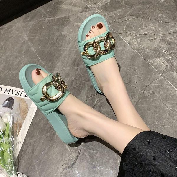 slippers 2021 women metal chain open toe candy colors flat platform casual slide ladies summer beach flip flops, Black
slippers 2021 women metal chain open toe candy colors flat platform casual slide ladies summer beach flip flops, Black