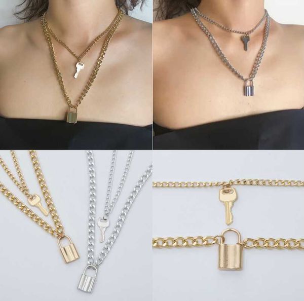 chains viintage multilayer lock pendant necklace for women girls gold and silver color padlock key charm punk curb chain jewelry 
chains viintage multilayer lock pendant necklace for women girls gold and silver color padlock key charm punk curb chain jewelry