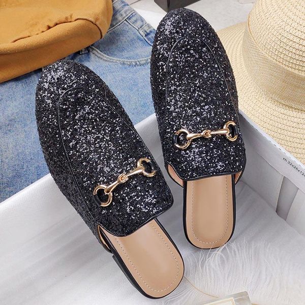 slippers 2021 women's mules slip on flat ladies metal decoration suede leather platform thick bottom female slides autumn bling, Black
slippers 2021 women's mules slip on flat ladies metal decoration suede leather platform thick bottom female slides autumn bling, Black