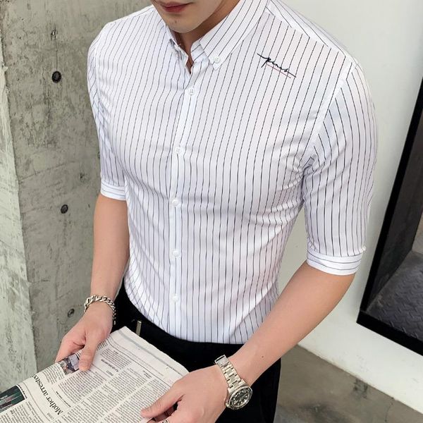 men's casual shirts summer striped mens dress half sleeve business slim fit streetwear social blusa masculina chemise homme, White;black
men's casual shirts summer striped mens dress half sleeve business slim fit streetwear social blusa masculina chemise homme, White;black