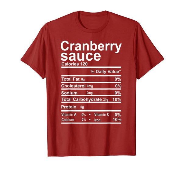 funny cranberry sauce nutrition thanksgiving nutrition facts t-shirt, White;black
funny cranberry sauce nutrition thanksgiving nutrition facts t-shirt, White;black