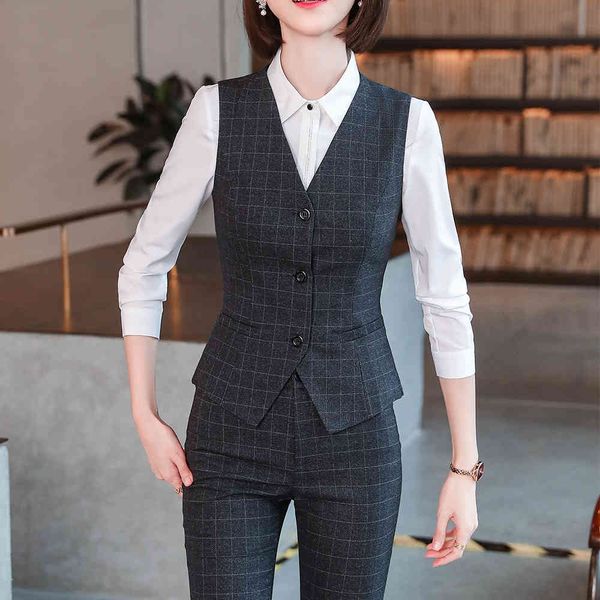 pant slim female s-4xl suit with gray sleeves blue plaid blazer vest and pants two office pieces ladies work wear, White
pant slim female s-4xl suit with gray sleeves blue plaid blazer vest and pants two office pieces ladies work wear, White