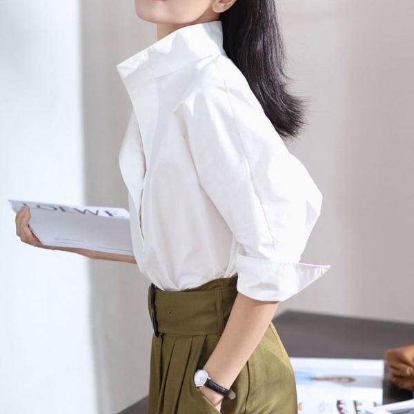 women's blouses & shirts blouse women three-quarter sleeve shirt loose lapel blusas ropa de mujer, White
women's blouses & shirts blouse women three-quarter sleeve shirt loose lapel blusas ropa de mujer, White
