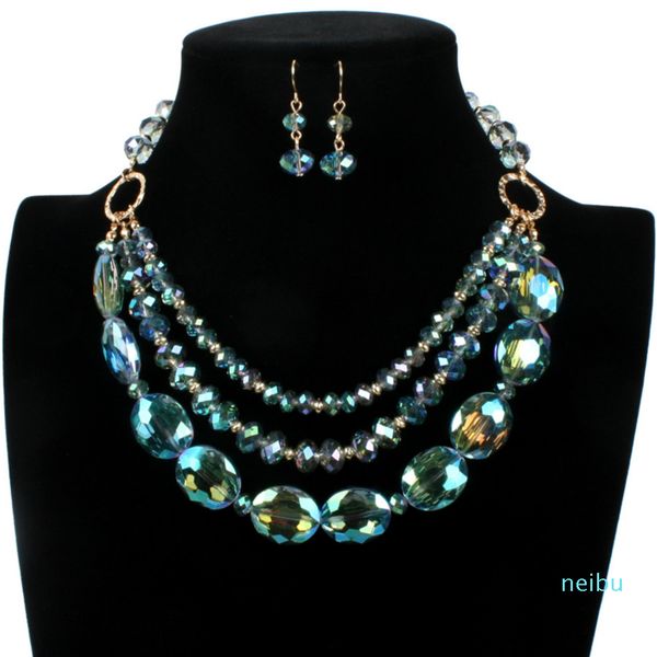 2019 new exaggerated beads multilayer shiny crystal necklace earrings collarbone chain bohemian jewelry set women wholesale, Silver
2019 new exaggerated beads multilayer shiny crystal necklace earrings collarbone chain bohemian jewelry set women wholesale, Silver