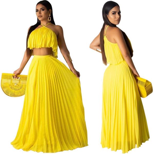 slinged pleated open polyester back women tracksuits navel chiffon shirt. floor length a line skirt double layer fabric fashion two, Gray
slinged pleated open polyester back women tracksuits navel chiffon shirt. floor length a line skirt double layer fabric fashion two, Gray
