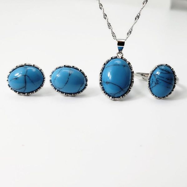 bracelet, earrings & necklace real pure s925 silver jewelry sets romantic oval shape women's accessories with natural turquoise gemston, Black
bracelet, earrings & necklace real pure s925 silver jewelry sets romantic oval shape women's accessories with natural turquoise gemston, Black