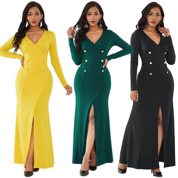 autumn women black party dresses deep v-neck long sleeve split maxi dress woman fashion double breasted bodycon casual, Black;gray
autumn women black party dresses deep v-neck long sleeve split maxi dress woman fashion double breasted bodycon casual, Black;gray