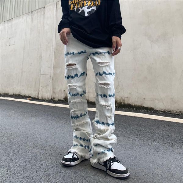 men's jeans harajuku vibe style hole tie dye ripped casual denim trousers men and women straight oversized loose couple, Blue
men's jeans harajuku vibe style hole tie dye ripped casual denim trousers men and women straight oversized loose couple, Blue