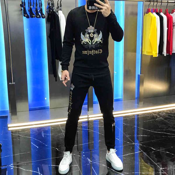hoodies autumn fashions laser granular lion around neck sweater two fashion suit men's pants, Black
hoodies autumn fashions laser granular lion around neck sweater two fashion suit men's pants, Black