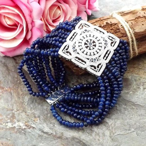 beaded, strands women's 10 8'' blue rondelle stone cz pave connector bracelet, Black
beaded, strands women's 10 8'' blue rondelle stone cz pave connector bracelet, Black