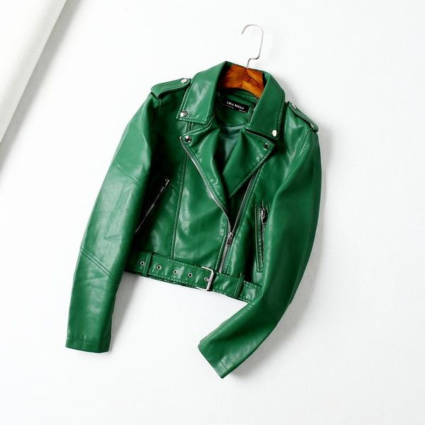women's leather & faux korean green slim short pu jacket fashion removable half belt women lapel long-sleeve moto biker streetwear, Black
women's leather & faux korean green slim short pu jacket fashion removable half belt women lapel long-sleeve moto biker streetwear, Black