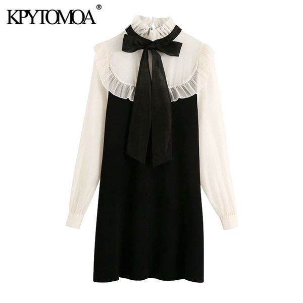 kpytomoa women fashion with tied organza patchwork knitted mini dress vintage high collar long sleeve female dresses mujer 210409, Black;gray
kpytomoa women fashion with tied organza patchwork knitted mini dress vintage high collar long sleeve female dresses mujer 210409, Black;gray