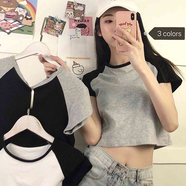 T-shirt T-shirt Cotton short Korean versatile stitching design top women's 2021 summer new, White
T-shirt T-shirt Cotton short Korean versatile stitching design top women's 2021 summer new, White