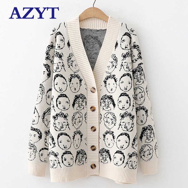 azyt autumn winter comic v neck cardigan female jacket knitwear sweater coat casual knit jacket sweater for women 210928, White
azyt autumn winter comic v neck cardigan female jacket knitwear sweater coat casual knit jacket sweater for women 210928, White