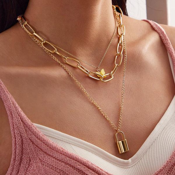pendant necklaces necklace fashion women golden lock chain layered jewelry party gift 2021 vintage multilayer acrylic butterfly ch, Silver
pendant necklaces necklace fashion women golden lock chain layered jewelry party gift 2021 vintage multilayer acrylic butterfly ch, Silver