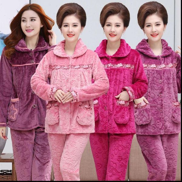 autumn winter thick pajamas womens sleepwears set long sleeve coral fleece thickened warm pyjamas home clothing, Black;red
autumn winter thick pajamas womens sleepwears set long sleeve coral fleece thickened warm pyjamas home clothing, Black;red