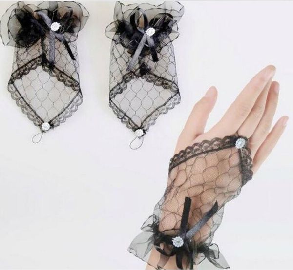 new bride wedding gloves fingerless lace short yarn black bow gloves women vintage fishnet ruffle wrist glove, White
new bride wedding gloves fingerless lace short yarn black bow gloves women vintage fishnet ruffle wrist glove, White
