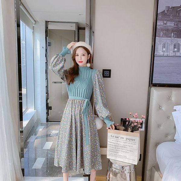 casual dresses women 2021 autumn winter fashion knitted female turtleneck long sleeve patchwork dress print floral vestidos e62, Black;gray
casual dresses women 2021 autumn winter fashion knitted female turtleneck long sleeve patchwork dress print floral vestidos e62, Black;gray