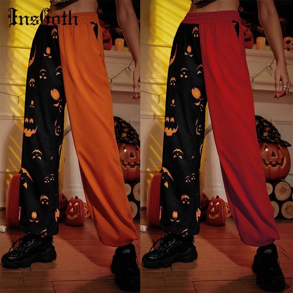 women's pants & capris insgoth halloween pumpkin print harem goth wide leg high waist slim trousers grunge y2k casual sweatpants women, Black;white
women's pants & capris insgoth halloween pumpkin print harem goth wide leg high waist slim trousers grunge y2k casual sweatpants women, Black;white