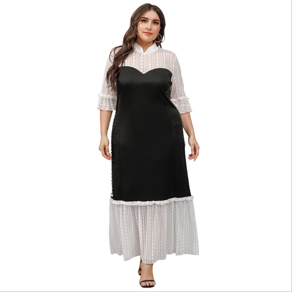 casual dresses graceful lace patchwork women dress plus size charming stand collar half sleeve crochet ankle-length a-line 2021 autumn, Black;gray
casual dresses graceful lace patchwork women dress plus size charming stand collar half sleeve crochet ankle-length a-line 2021 autumn, Black;gray