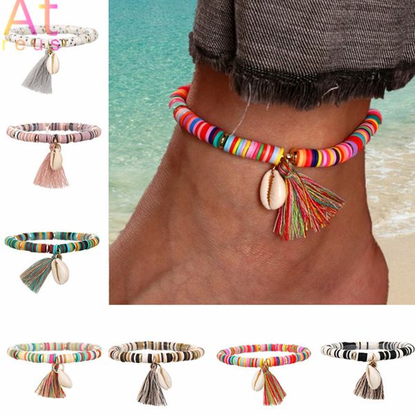 7 multicolor tassel anklet bohemian jewelry for women polymerclay beaded elastic chain shell ankle chain leg foot chain, Red;blue
7 multicolor tassel anklet bohemian jewelry for women polymerclay beaded elastic chain shell ankle chain leg foot chain, Red;blue