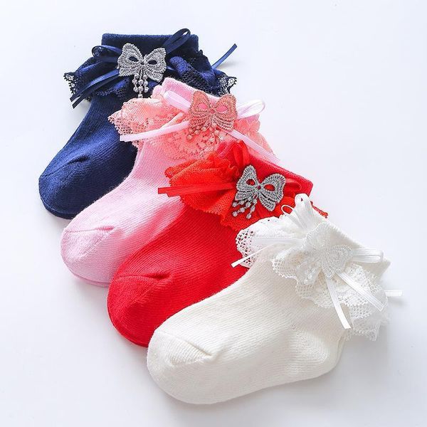 lace ruffle born baby socks solid color cute bow princess girls sock spring summer infant toddler anti-slip short, Pink;yellow 
lace ruffle born baby socks solid color cute bow princess girls sock spring summer infant toddler anti-slip short, Pink;yellow