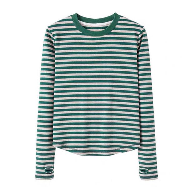 women's sweaters cotton fingerls long sleeve t-shirt women 2021 autumn loose stripe bottomed shirt women's top, White;black
women's sweaters cotton fingerls long sleeve t-shirt women 2021 autumn loose stripe bottomed shirt women's top, White;black