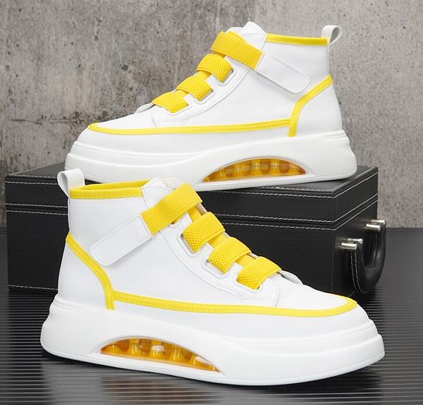 men platform air cushion shoes white high sneakers luxury breathable increase men's dress shoes fashion hook & loop party comfort flats, Black
men platform air cushion shoes white high sneakers luxury breathable increase men's dress shoes fashion hook & loop party comfort flats, Black