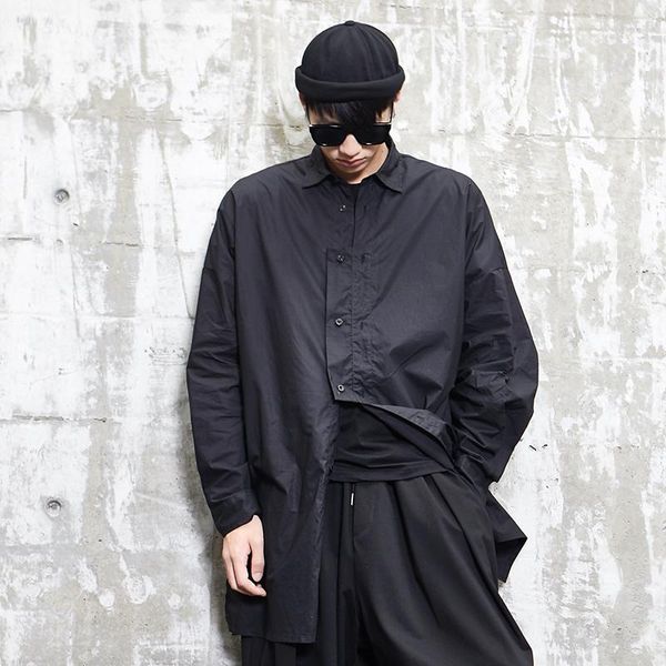men's casual shirts long-sleeve shirt spring and autumn solid color japanese irregular front fashion trend loose large size, White;black
men's casual shirts long-sleeve shirt spring and autumn solid color japanese irregular front fashion trend loose large size, White;black