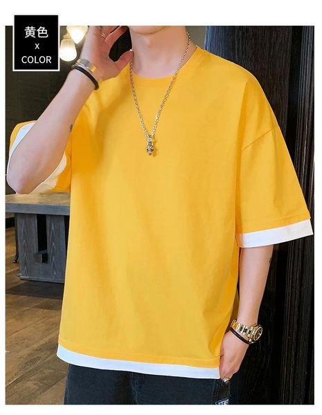 men's t-shirts 2021 summer japanese fake two-piece short-sleeve t-shirt male large size loose trend tide brand casual half-sleeve top, White;black
men's t-shirts 2021 summer japanese fake two-piece short-sleeve t-shirt male large size loose trend tide brand casual half-sleeve top, White;black