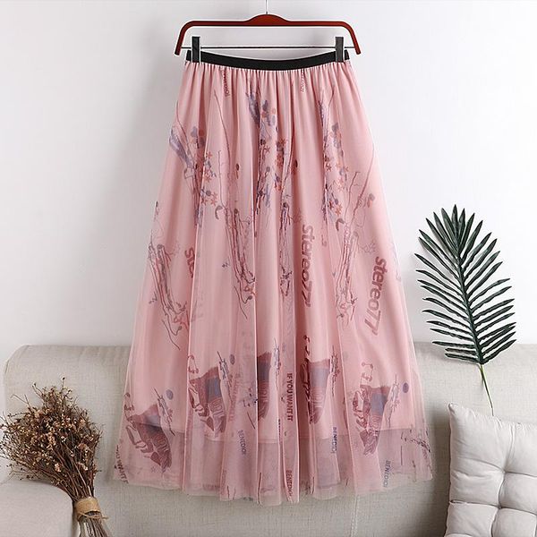 autumn and winter high waist slimming double-layer mesh art letter printing skirt women elastic skirts, Black
autumn and winter high waist slimming double-layer mesh art letter printing skirt women elastic skirts, Black