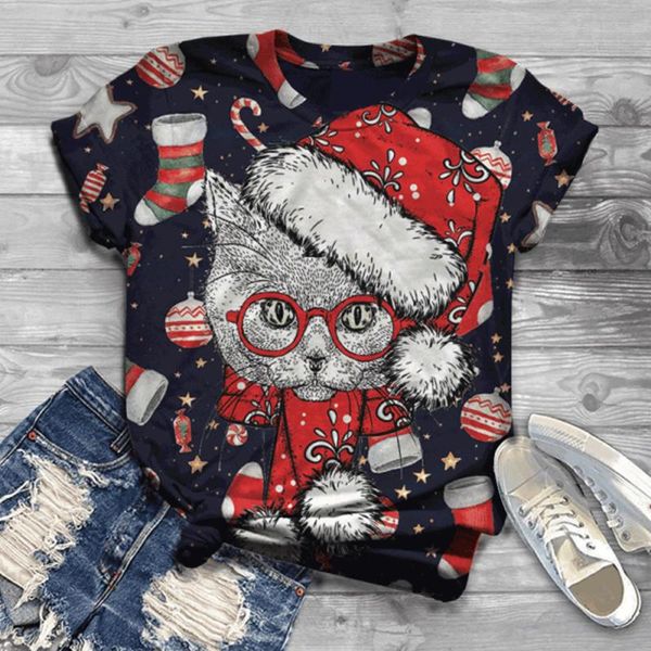 women's blouses & shirts christmas harajuku blouse women summer casual xmas cute cat printing short sleeve tunic vintage plus size pul, White
women's blouses & shirts christmas harajuku blouse women summer casual xmas cute cat printing short sleeve tunic vintage plus size pul, White