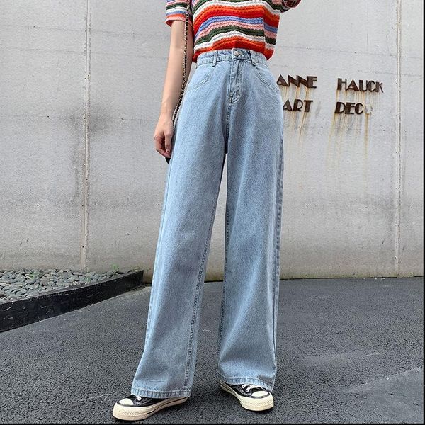 cotton loose high waist women jeans retro wide leg casual simple fashion zipper denim trousers, Blue
cotton loose high waist women jeans retro wide leg casual simple fashion zipper denim trousers, Blue