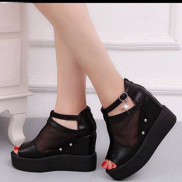 dress shoes 2021 fish mouth sandals women's style korean mesh inner increased heel wedge platform women, Black
dress shoes 2021 fish mouth sandals women's style korean mesh inner increased heel wedge platform women, Black