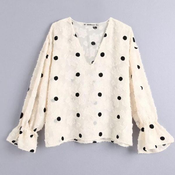 women vintage v neck polka dots embroidery casual blouse tassel texture smock shirts leisure female chemise blusas ls6003 women's blou, White
women vintage v neck polka dots embroidery casual blouse tassel texture smock shirts leisure female chemise blusas ls6003 women's blou, White