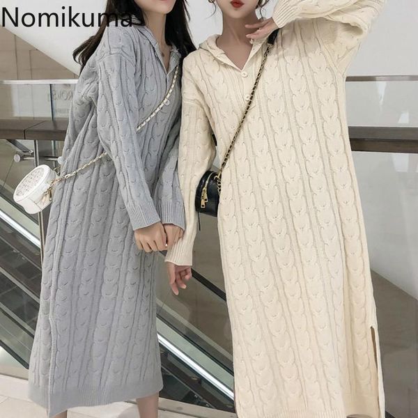 casual dresses nomikuma korean loose women knitted twist long sleeve hooded dress female solid color vintage fashion robe femme, Black;gray
casual dresses nomikuma korean loose women knitted twist long sleeve hooded dress female solid color vintage fashion robe femme, Black;gray