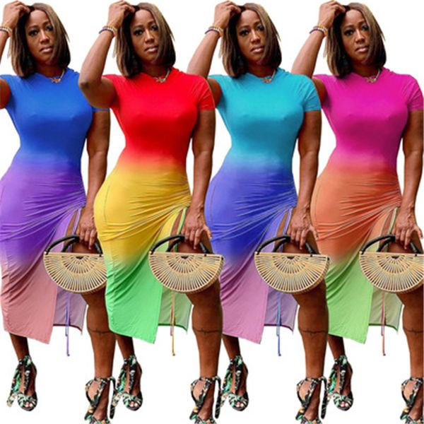 women gradient colors dresses fashion trend short sleeve high waist skinny half skirts designer summer female rope opening casual slim dress, Black;gray
women gradient colors dresses fashion trend short sleeve high waist skinny half skirts designer summer female rope opening casual slim dress, Black;gray