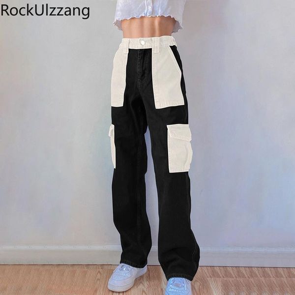 colorblock patchwork cargo pocket streetwear boyfriend fashion jeans women elastic high waist loose straight denim pant techwear women', Blue
colorblock patchwork cargo pocket streetwear boyfriend fashion jeans women elastic high waist loose straight denim pant techwear women', Blue