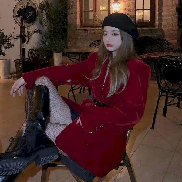 vintage blazer with belt women notched collar long sleeve korean chic jaets casual female single breasted outerwears women, Black
vintage blazer with belt women notched collar long sleeve korean chic jaets casual female single breasted outerwears women, Black
