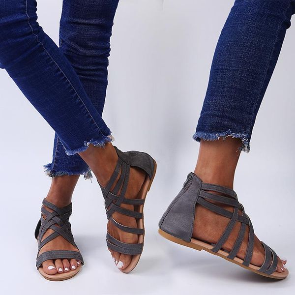 sandals comfort shoes for women flat strappy heels 2021 summer large size suit female beige without lace up big girls black fash