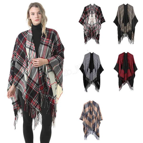 cardigan women wool scarf 130*150cm patchwork plaid poncho cape tassel winter warm blanket cloak wrap shawl outwear coat ljja2983, Black
cardigan women wool scarf 130*150cm patchwork plaid poncho cape tassel winter warm blanket cloak wrap shawl outwear coat ljja2983, Black