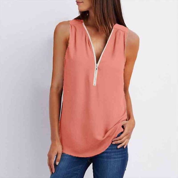 fashion female sleeveless blouse v neck zipper shirt women casual summer loose tank ladies vest t-shirt, White
fashion female sleeveless blouse v neck zipper shirt women casual summer loose tank ladies vest t-shirt, White
