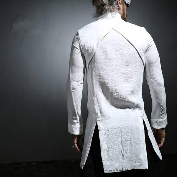 men's casual shirts spring autumn tide mens nightclub personality long slim sleeved shirt hair stylist stand collar male clothes, White;black
men's casual shirts spring autumn tide mens nightclub personality long slim sleeved shirt hair stylist stand collar male clothes, White;black