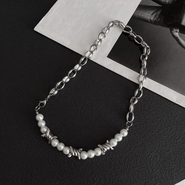 chains fashion splicing thorns necklace male retro simple couple hip hop short clavicle chain, Silver
chains fashion splicing thorns necklace male retro simple couple hip hop short clavicle chain, Silver